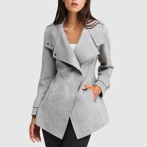 Bad Girl Wool Blend Moto Coat - Grey Marle